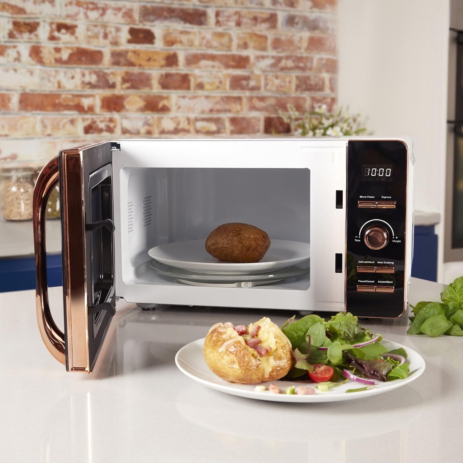 Tower T24021W Digital Microwave with 60-Minute Timer and 8 Autocook Settings, 20L, 800W White and Rose Gold - Image 3