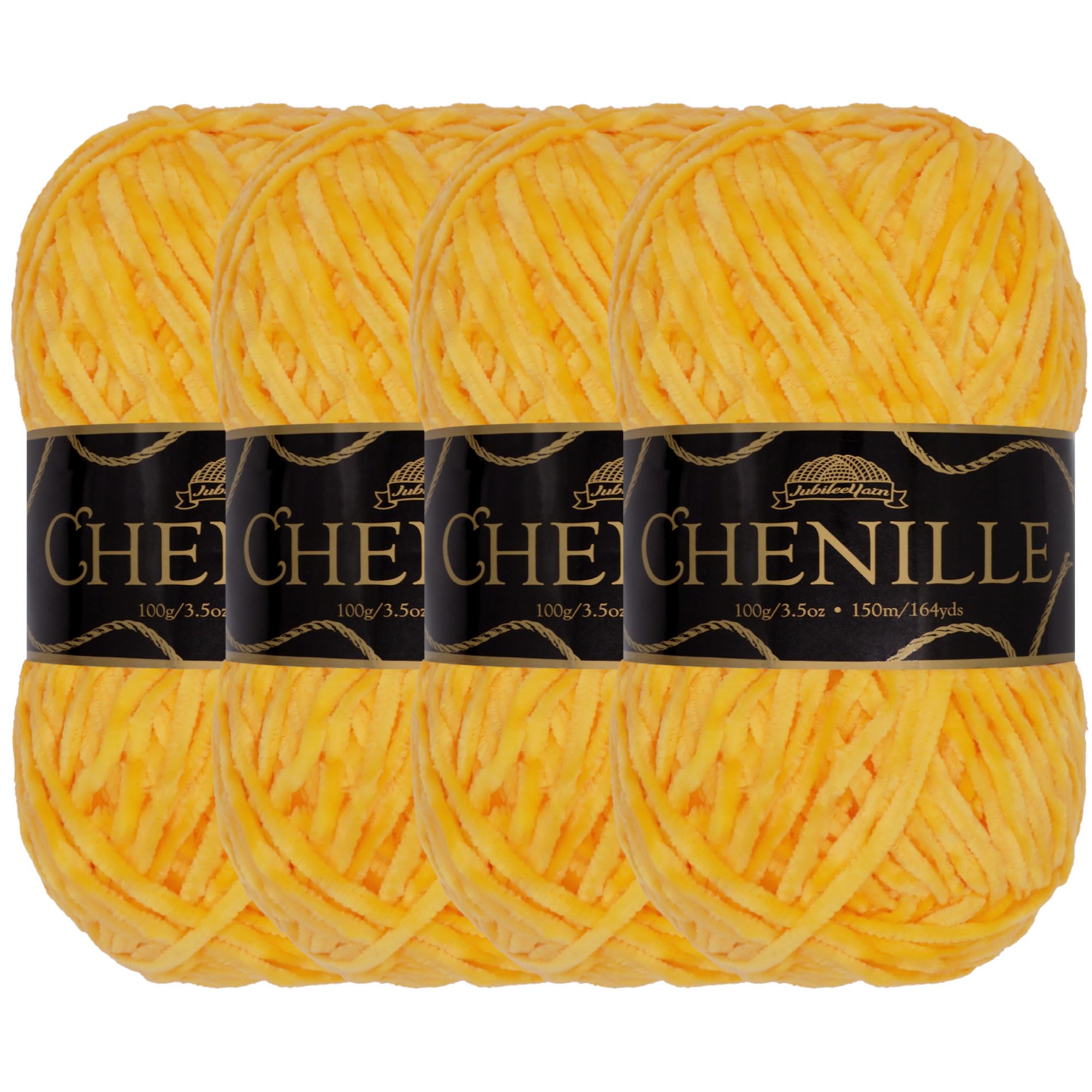 JubileeYarn Chenille Yarn - Worsted Weight - 100g/skein (4 Skeins, 110 Topaz)