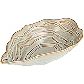 Creative Co-Op Oyster Shaped Stoneware Bowl, Blue