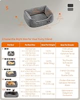 Feandrea Dog Bed Linen-Look Small with Raised Edges 60x50x21 cm Light Grey view 8
