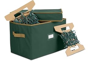 Covermates Keepsakes Christmas Light Storage Box - Carrying Handles, Sturdy Interior Walls - Holiday Storage, Green
