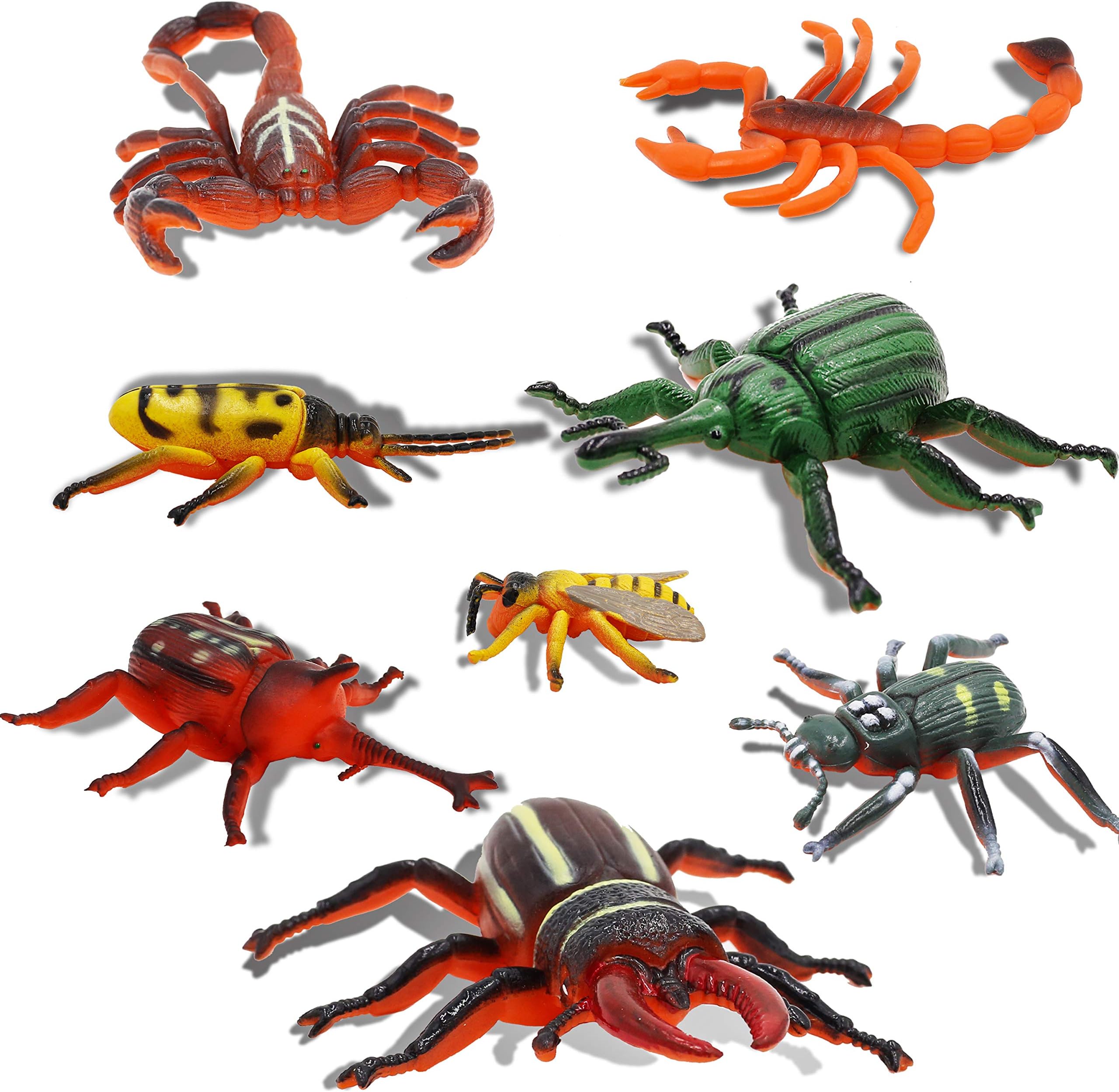 8Pcs Realistic Insects-Beetles Toy Figures-Joke Scary Tricky Toys Including Bees, Scorpion, Beetles For Halloween Party Supply