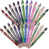 Vebermo 24 Pcs Inspirational Pens Bulk, Funny Motivational Ballpoint Pen with Screens Touch Stylus Tip, Motivational Gifts for Christmas School Office Supplies, Black Ink (12 Colors, Positive)