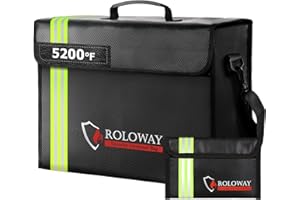 ROLOWAY Large Fireproof Bag 5200°F Heat Insulated (17 x 12 x 5.8 inches) with Reflective Strip, Fireproof Document Bag with Fireproof Money Bag for Cash Safe, Fireproof Safe Bag for Document Safe