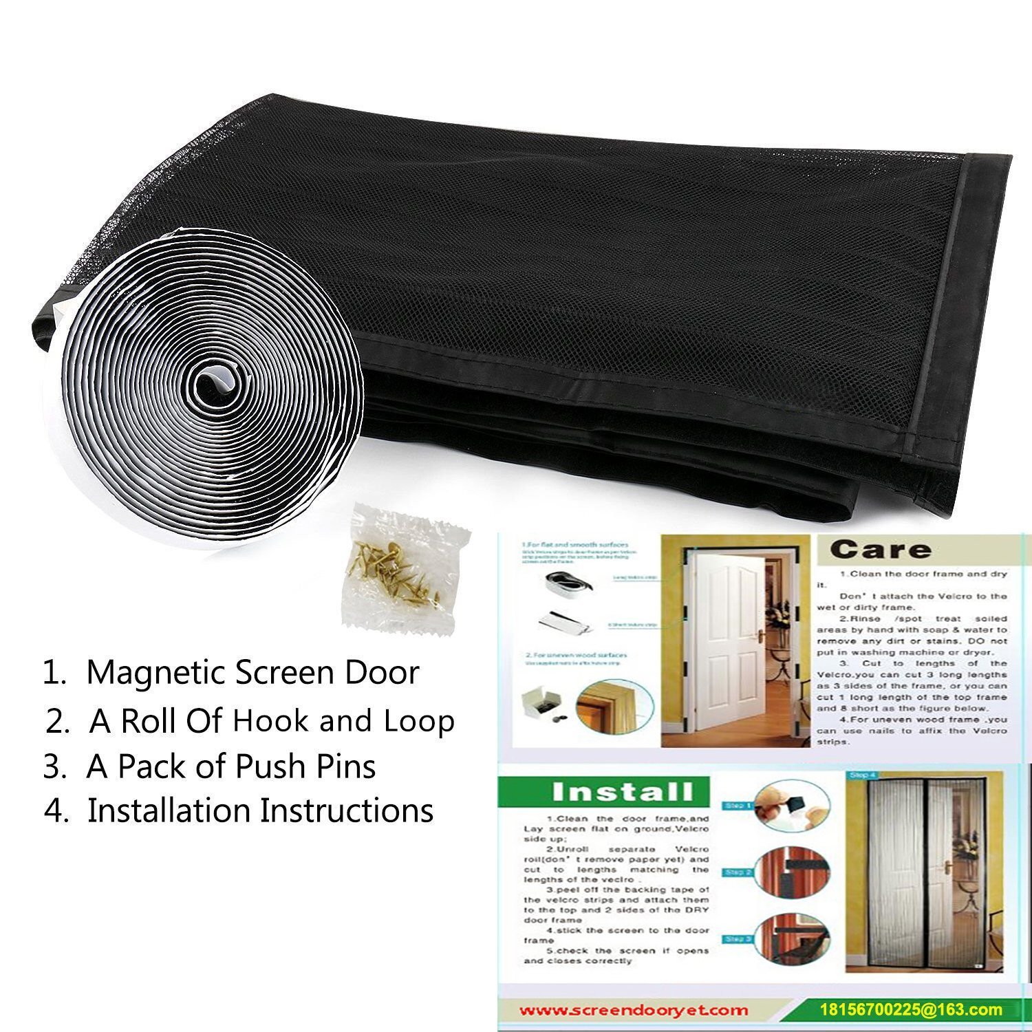 Magnetic Screen Door(2018 NEW)-26 Strong Magnets-Full Frame Magic Adhesive-Easy Open and Close Design-Fresh Air In-Keep Mosquitoes Out-Pet Friendly-Hands Free-Fits Door Size up to 34 X 82 Inches