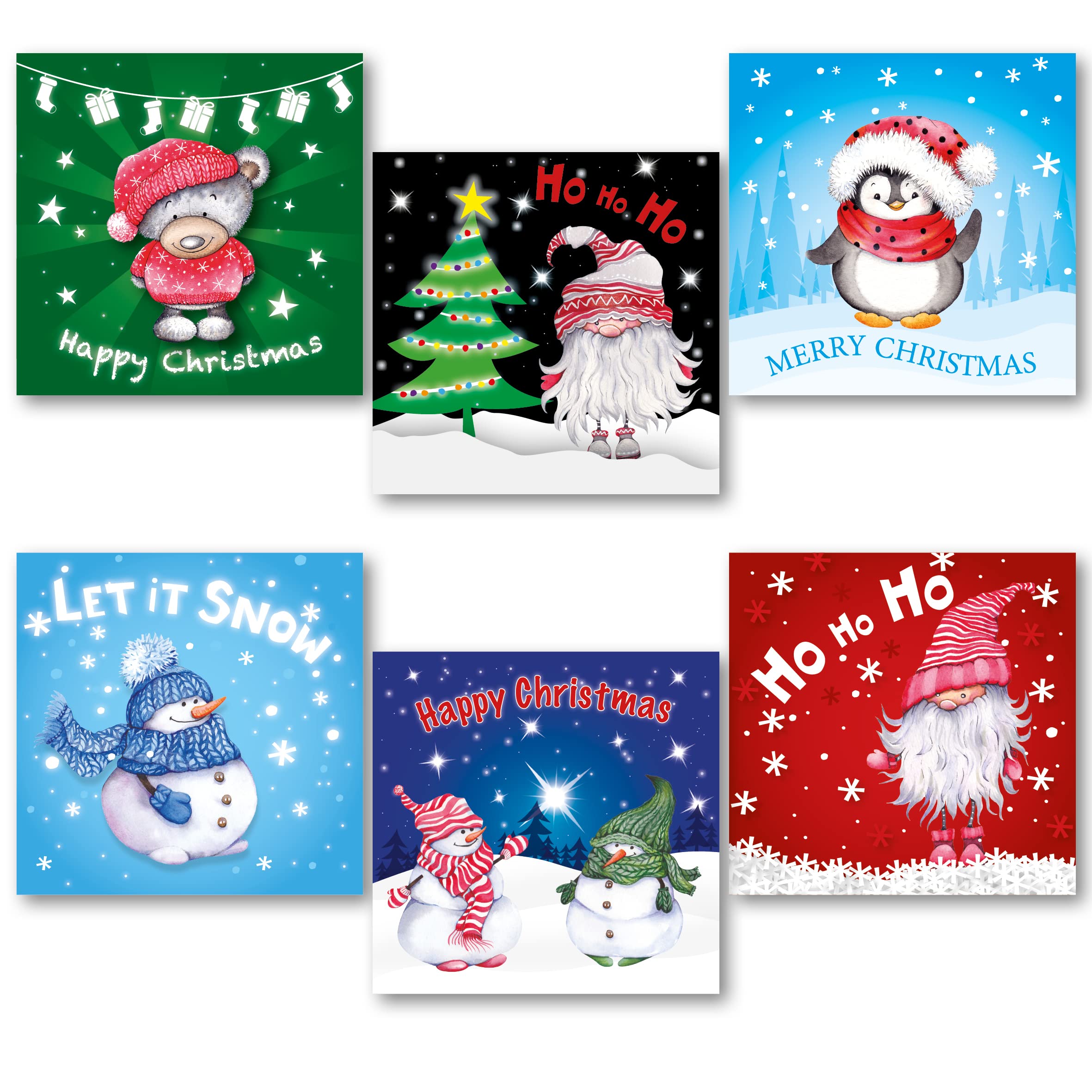 Charity Christmas Cards Pack of 30. Each Christmas Card Multipack has 6 Different Bumper Designs. Ecofriendly, Recyclable, Plastic Free Cards, envelopes and Box. Blank Inside.