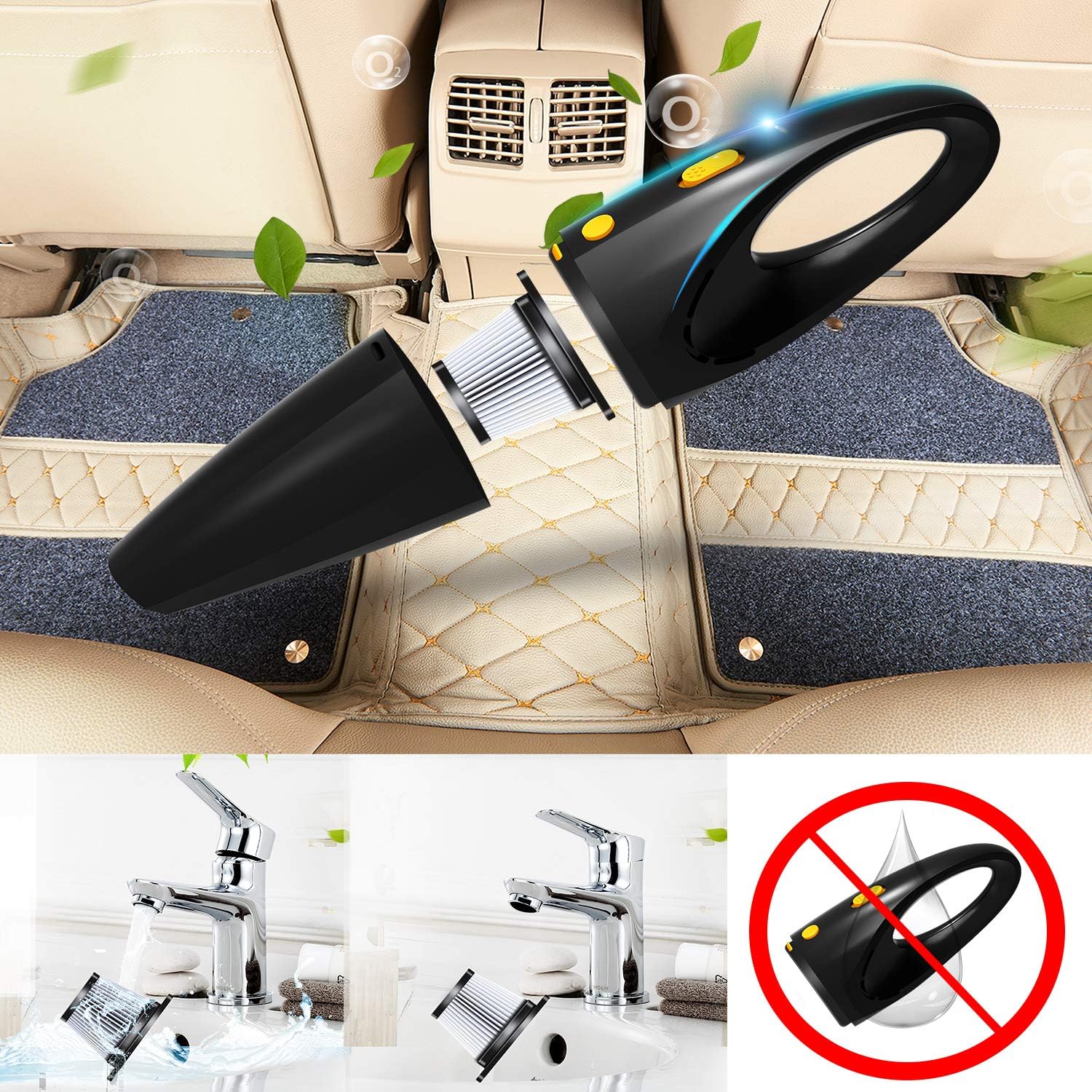 Handheld Vacuum Cleaner, Car Vacuums Cleaners Hand Cordless Portable Strong Suction Power Wet Dry Rechargeable Household -
