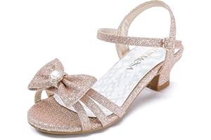 LAURMOSA Girls Sandals Grils Dress Shoes Wedding Party Open Toe Glitter High Heels for Little Big Kids Toddler