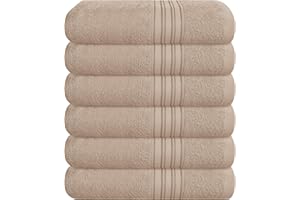BOUTIQUO Ultra Soft Cotton 6 -Piece Hand Towel Set 16x24 Inch, Ideal for use in Bathroom, Kitchen, Gym, Spa & General Cleaning, Compact & Lightweight Multi Purpose Hand Towels - Tan