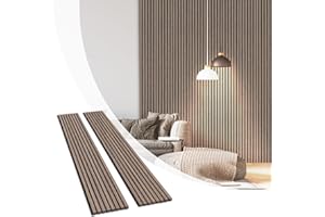 Olanglab Wood Slat Wall Panels, Wooden Acoustic Wall Panels, 94.5"x12.6" Each 3D Wall Panels for Interior Wall Decor, 2 Pack in Total 94.5"x25.2" (Dark Walnut)