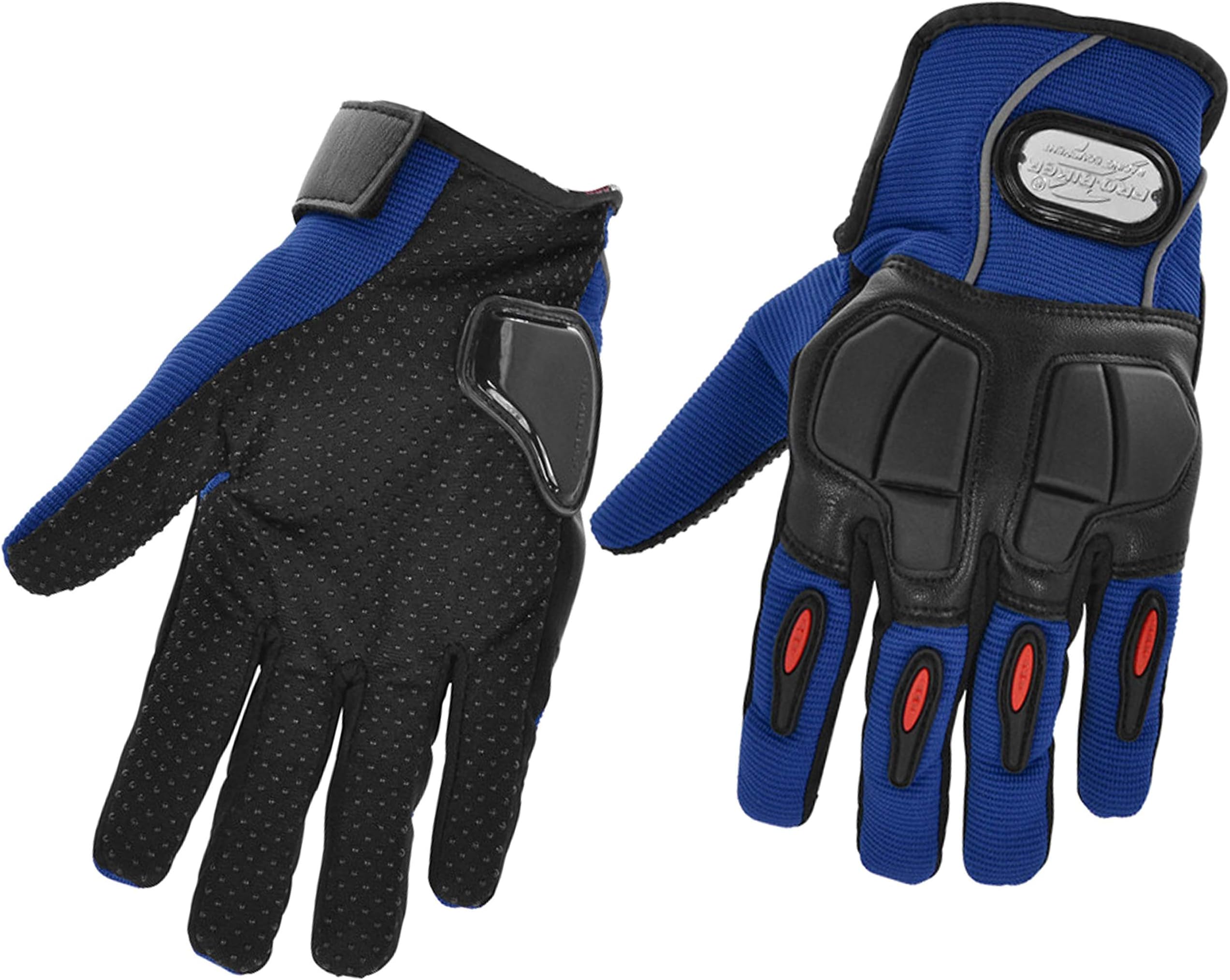 PITZO Probiker Full Finger Riding Gloves (Blue, XL)