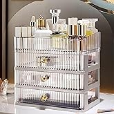Simbuy Clear Makeup Organizer with 3 Drawers, Bathroom Organizer and Storage, Ideal for Desk and Dresser Vanity Countertop, Great for Cosmetics, Skincare, Perfume,Toiletry