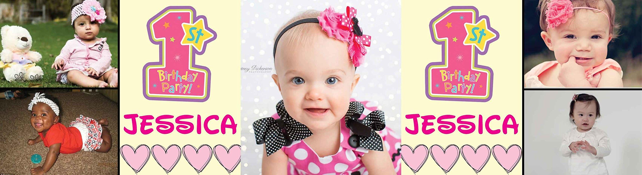 1st Birthday Banner Personalised With Photos For Boy or Girl - 4 Foot