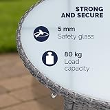 CASARIA Round Coffee Table 60cm Grey Poly-Rattan with Glass Top view 8