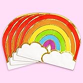 FYSUIMU 50 Pcs Rainbow Napkins Rainbow Birthday Party Decorations Metallic Gold Foil Colored Disposable Hand Napkin Towel for Baby Shower Bachelorette Birthday Holiday Party Table Supplies