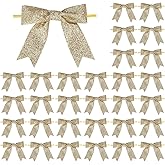 Meseey 30 Pieces 3 Inch Premade Metallic Gold Glitter Christmas Bows with Twist Tie Pretied Xmas Ribbon Bows for Gift Wrapping Basket Wedding Baby Shower Brithday Party (Gold Glitter)