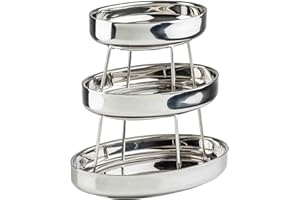 TableCraft 12915 Oval Three-Tiered Seafood Tower, Double-Wall Stainless Steel Display with Mirror Finish, 9.75", 11.75" & 13.