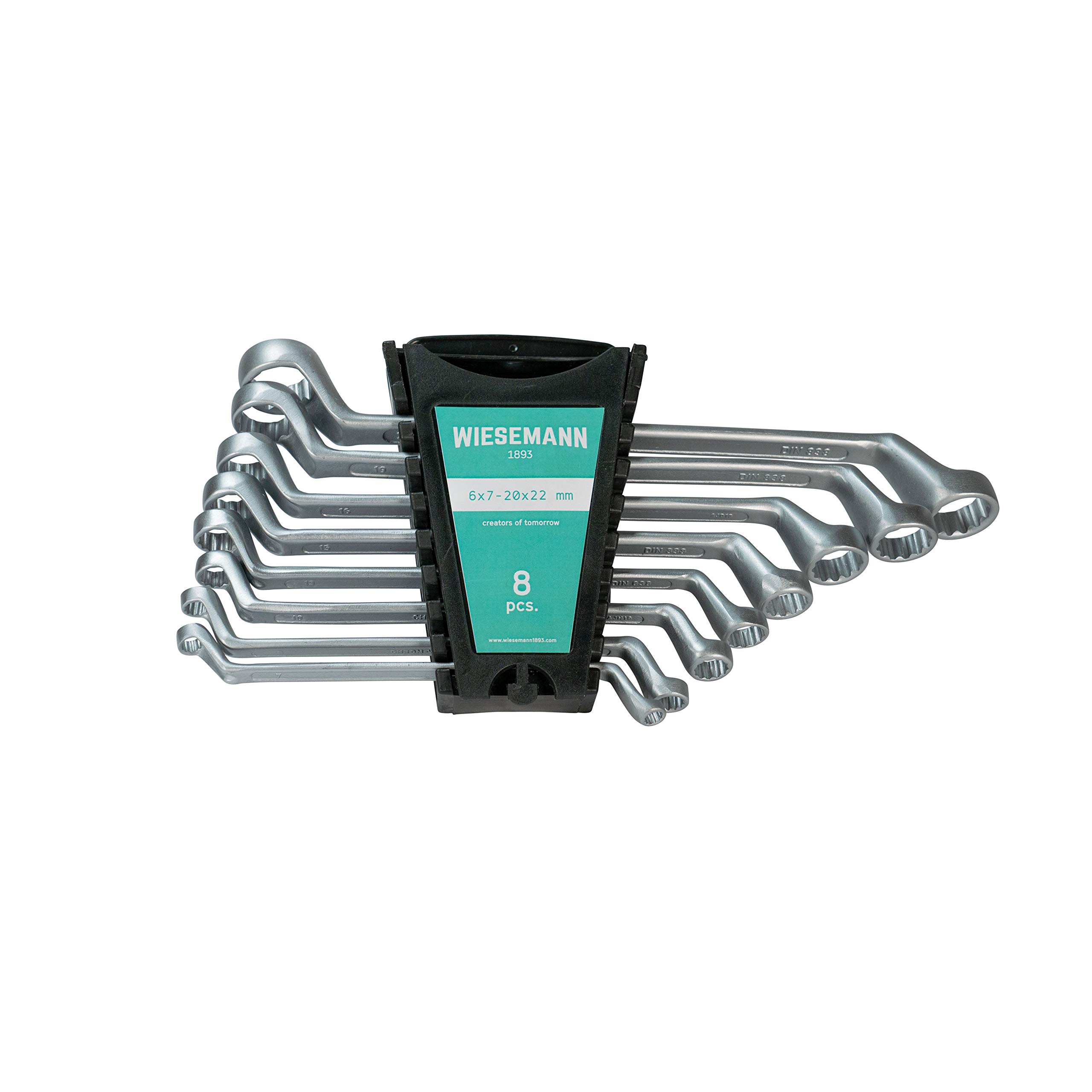 WIESEMANN 1893 Double Ring Wrench Set 8 pcs I Offset Double Ring Spanner Kit with Holder I 81260