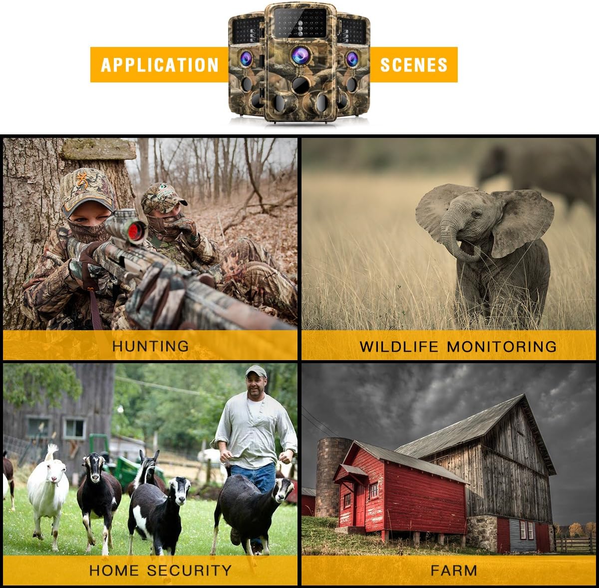 【2020 Upgrade】Campark Trail Camera-Waterproof 16MP 1080P Game Hunting Scouting Cam with 3 Infrared Sensors for Wildlife Monitoring with 120°Detecting Range Motion Activated Night Vision 2.4” LCD 42pcs: Camera & Photo