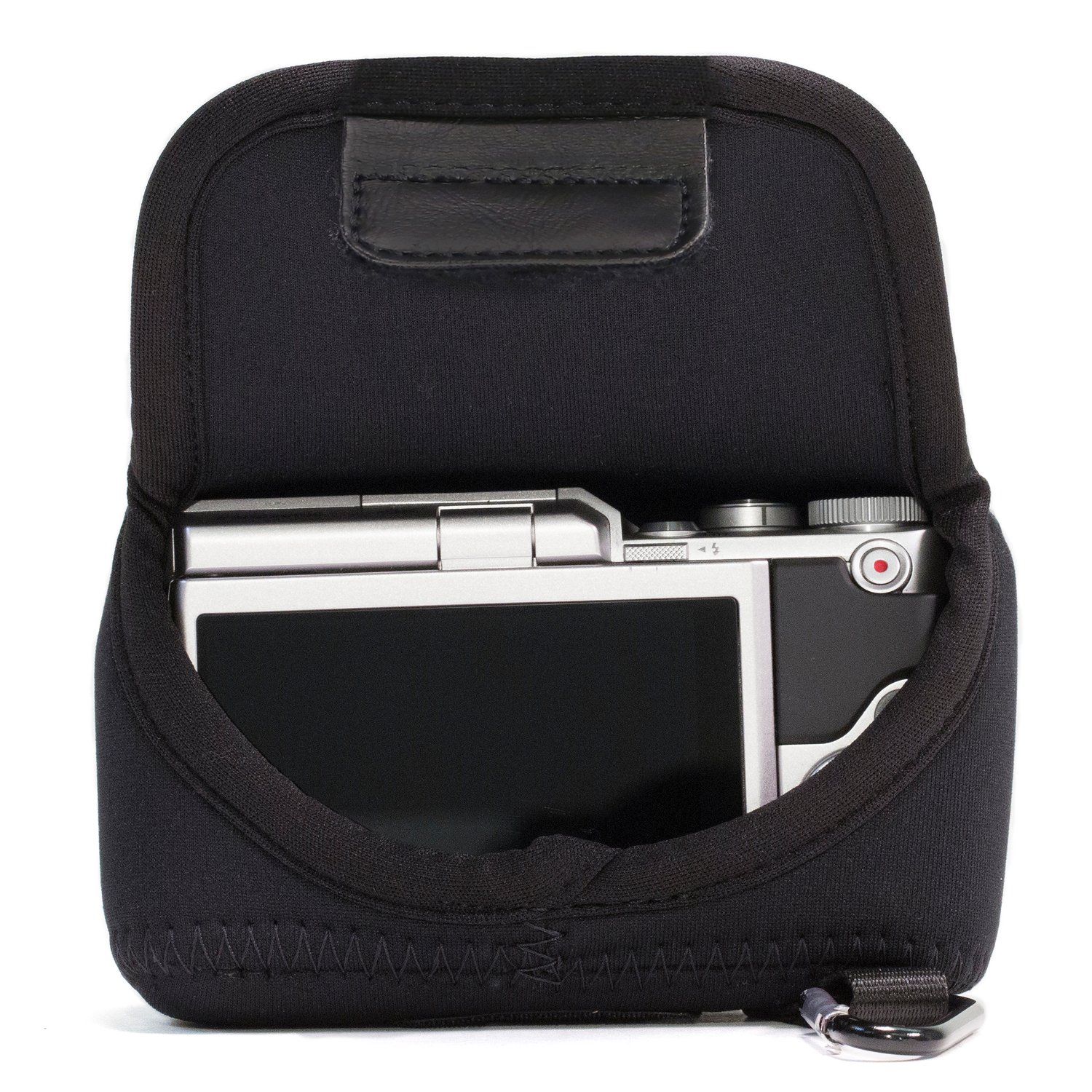 MegaGear ''Ultra Light'' Neoprene Camera Case Bag with Carabiner for Nikon 1 J4, Nikon 1 J5 with 10-30mm (Black)