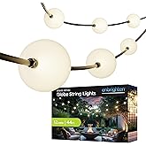 Enbrighten Globe Outdoor String Lights, 44ft, 12 Large 4in Round Bulbs, 2700K Warm White LED, Waterproof, Patio, Backyard, Garden, Pergola, Balcony, 84331