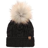 MIRMARU Kids Youth Boys & Girls Ages 7-12 Winter Thick Stretchy Cable Knitted Pom Pom Beanie Hat