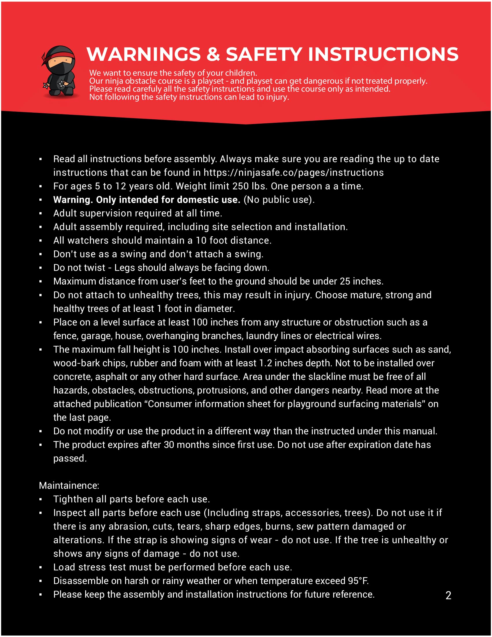 Ninja Obstacle Course for Kids Backyard - 10 Durable Obstacles and 50' Slackline - Outdoor Warrior Obstacle Playset Equipment for Girls & Boys with Monkey Bars, Ladder, Wheel, Gymnastics, Climbing Net