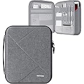 MoKo 13 inch Tablet Sleeve Bag for 13 inch iPad Pro M5/Air M3 2025, iPad Pro 13 M4/Air M2, Pro 12.9, Galaxy Tab S8+/S9+ 12.4, Hard Shell EVA iPad Bag with Storage and Padded Handle, Gray