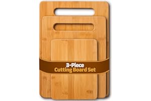 Bamboo Cutting Board Set - 3 Piece Wooden Cutting Board, 3 Assorted Sizes of Bamboo Wood Cutting Boards for Kitchen - Choppin