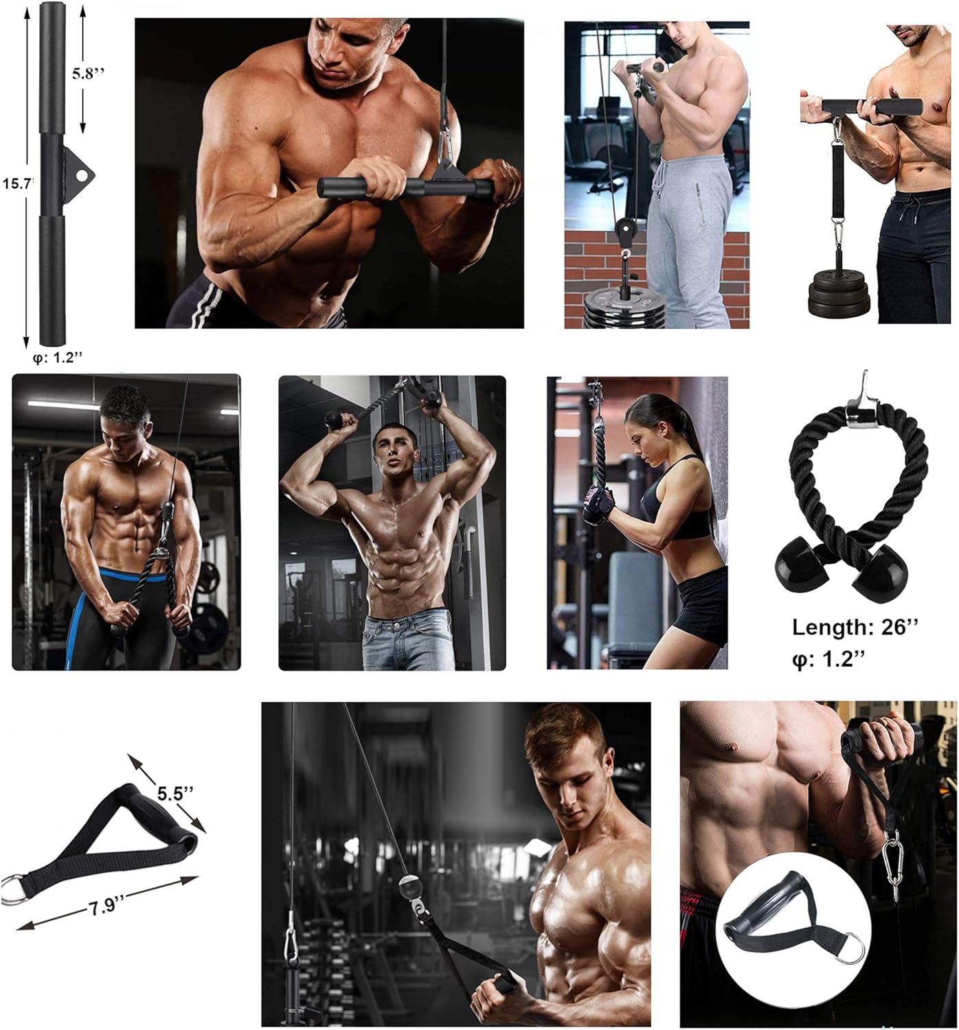 SERTT LAT and Lift Pulley System Gym, Upgraded DIY Fitness Pulley Cable Machine Attachment for Triceps Pull Downs, Biceps Curl, Forearm, Shoulder - Home Gym Exercise Pulley System Equipment : Sports & Outdoors