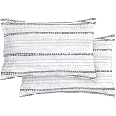 Elegant Comfort Ultra Soft Set of 2 Striped Print Pillowcases - 1500 Premium Hotel Quality Microfiber, Soft and Smooth Envelope Closure 2-Piece Pillow Covers - Standard/Queen, Traci Gray