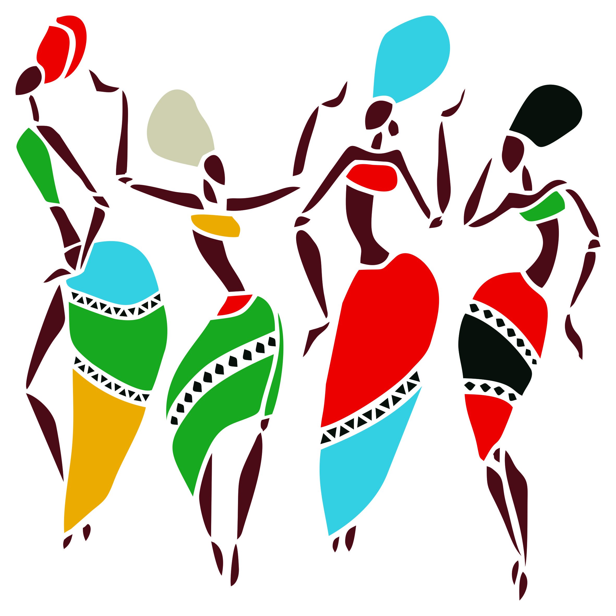 African Dancers Stencil - 16.5 x 16.5 CM (M) - Reusable Women Lady Dancers Ethnic Tribal Wall Stencils for Painting