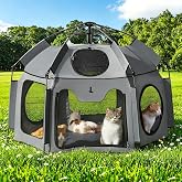 Catio Outdoor Cat Enclosure, Rywell 55&rdquo; Extra Large Catio Pop Up Indoor Outdoor, Portable Cat Playpen Weatherproof with Removable Sunshade, Easy Setup Pet Enclosure for Cats Dogs