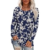 HOTGIFT Womens Fall Winter Tunic Tops Long Sleeve Crewneck T-Shirts Loose Comfy Soft Blouse with Pocket
