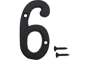 TRIPDOCK 3 Inch Wrought Iron House Number, Matching Screws Included Black Number 6