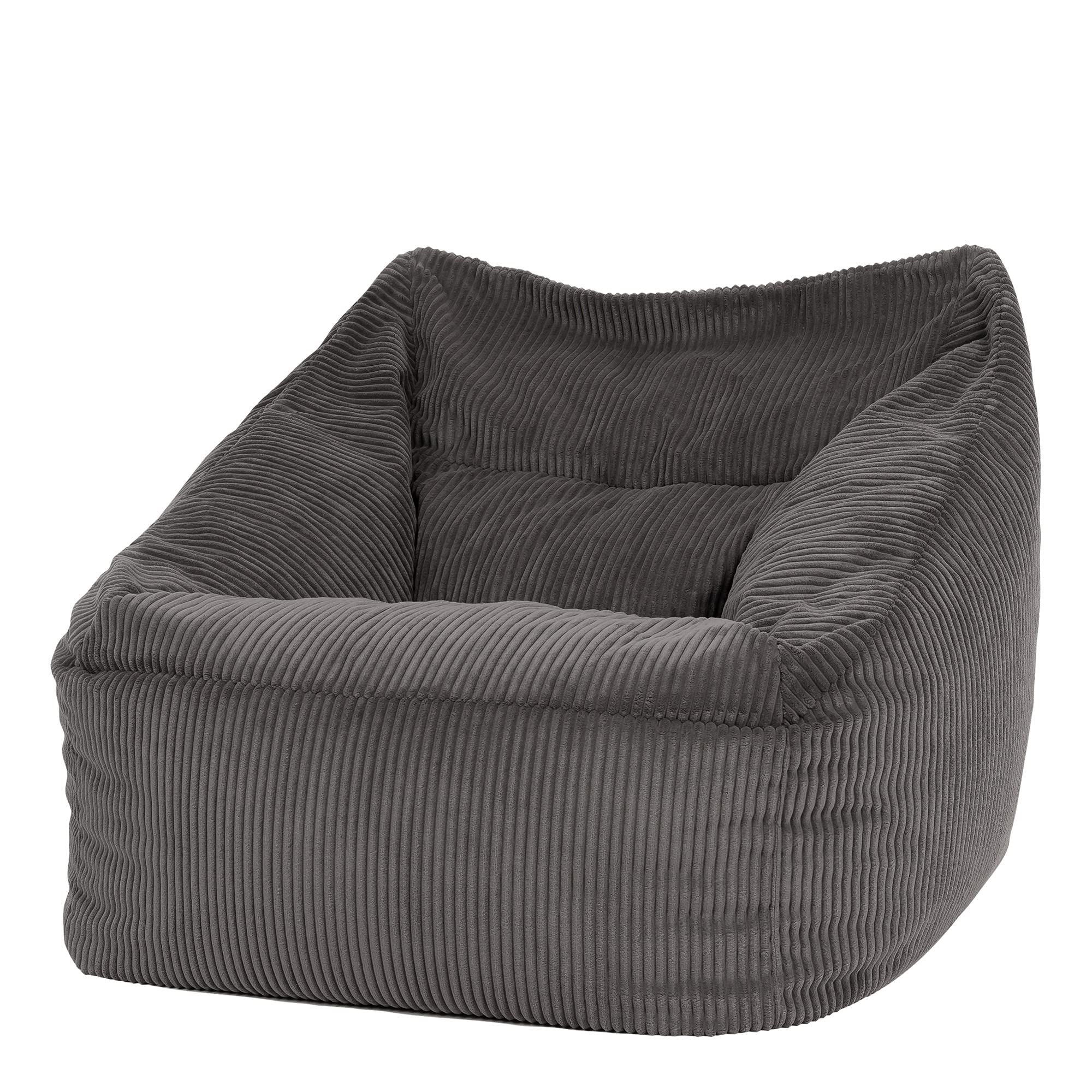 icon Natalia Cord Bean Bag Chair, Charcoal Grey, Large Adult Bean Bag with Filling Included, Comfy Chair, Armchair, Living Room, Living Room Furniture, Bedroom Furniture