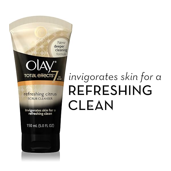 FACIAL CLEANSER BY OLAY TOTAL EFFECTS REFRESHING CITRUS SCRUB FACE CLEANSER, 5 OUNCE