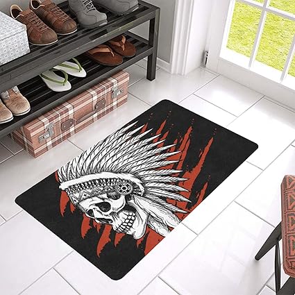 ALALAL Indian Tribal Sugar Skull Bone 30x18 Zoll Inneneintrittsteppich