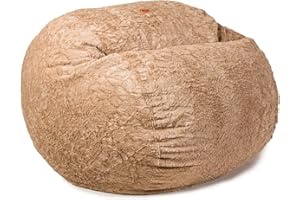 CordaRoy's Faux Fur Bean Bag Chair, Convertible Chair Folds from Bean Bag to Lounger, As Seen on Shark Tank, Tan - King Size