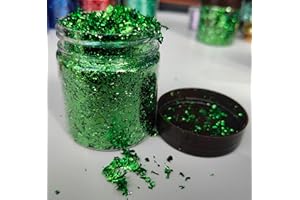 JINRUISI Gilding Flakes,Gold Foil Flakes for Resin,Blue Red Purple Pink Metallic Foil Flakes for Resin Jewelry Making,Nails,Painting Art,Crafts and Slime (Green)