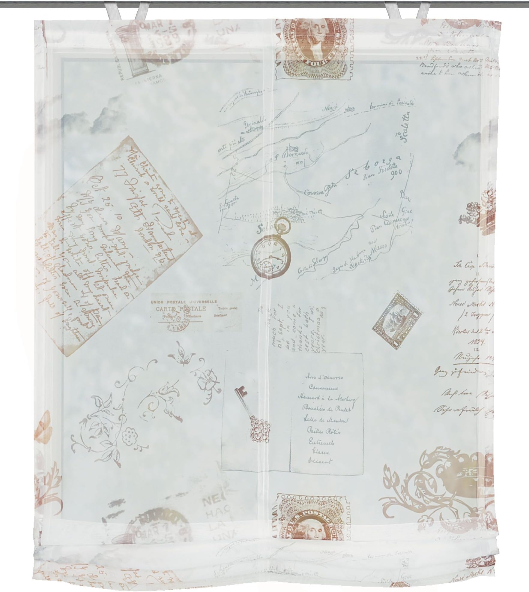 Home fashion Asti 69359-711 Digitally Printed Roman Blind with Hooks 140 x 120 cm Voile Pink