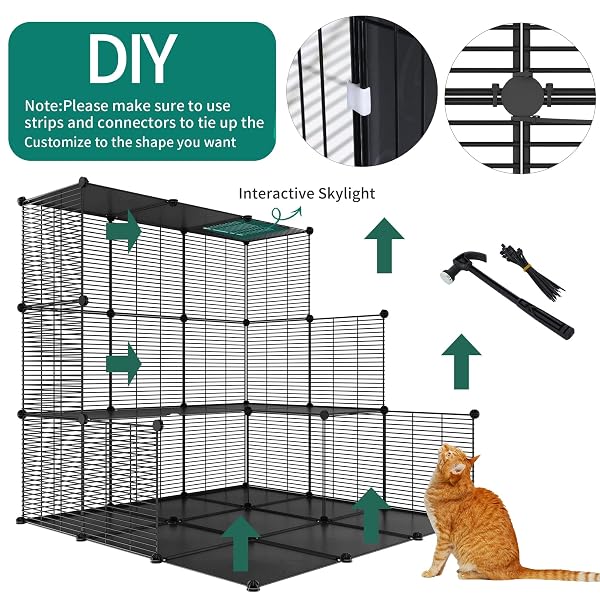 YITAHOME CAT CAGE INDOOR CAT ENCLOSURES DIY CAT PLAYPEN METAL KENNEL WITH EXTRA LARGE HAMMOCK FOR 1-2 CATS, FERRET, CHINCHILLA, RABBIT, SMALL ANIMALS