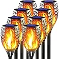 Awethone Large Solar Torch Light with Flickering Flame, Outdoor Decorative Solar Tiki Torches for Outside, Super Bright Landscape Lighting for Garden, Pathway, Yard, Auto On/Off (8 Pack)