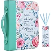 Bible Cover Case for Women PU Leather Woman Book Carrying Bag Bible Study Sipples Accessories with PU Bookmark Journaling Kit Christian Gifts