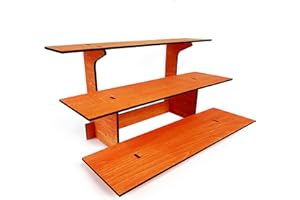 TORCHED DISPLAYS 3-Tier Straight Retail Table Display Stand with Shelves for Products | 3 Step Straight Display Rack for Counter Top, Craft Shows, Farmers Market, Trade Shows, Pop ups, Soap Display, Candles (Orange)