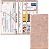 Cacturism Car Document Holder, Bling Rose Gold, 6 Sleeves, Magnetic Shut, Unisex-Adults, PU Leather & Vinyl PVC, Automotive G