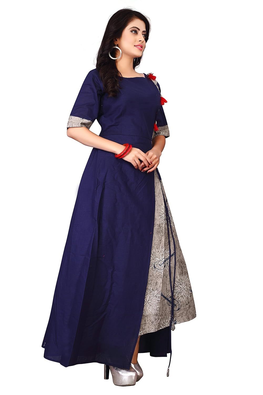 leriya fashion women's stitched rayon & cotton printed anarkali kurti