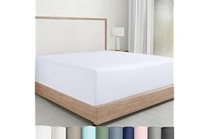 California Design Den White Fitted Sheet King, Soft 100% Cotton Sateen, Deep Pocket, Durable All-Around Elastic, Head/Foot Si