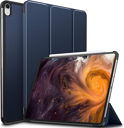 Amazon Com Infiland Ipad Pro 12 9 18 Case Tri Fold Case Cover Compatible With Ipad Pro 12 9 Inch 3rd Gen 18 Release Support 2nd Gen Apple Pencil Wireless Charging Auto Wake Sleep Navy Computers