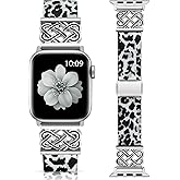 Minyee Magnetic Stretchy Band Compatible with Apple Watch Bands 38/40/41/42/44/45/46/49mm Women Men, Celtic Knot Soft Elastic Nylon Fabric Strap for iWatch Series 11 10 9 8 7 6 5 4 SE/Ultra 3 2 1
